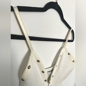 White Fitted Maxi with Front Zipper Detail